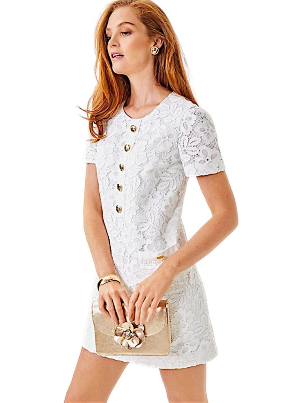 Lilly Pulitzer Camalie Dress in Resort White/Flora Corded Lace NWT - Size 00